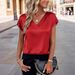 T-shirt Spring And Summer Women's New Solid Color Business V-neck Casual Pullover_ecoleips.com
