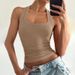 Summer Fashion U Neck Solid Color Women's Racerback Crop Top Style Slim Fit Hot Girl Clothing_ecoleips.com