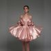 Women's Bow Designed Halter Top Short Dress For Birthday Parties Elegant Evening Gown Party Wear_ecoleips.com