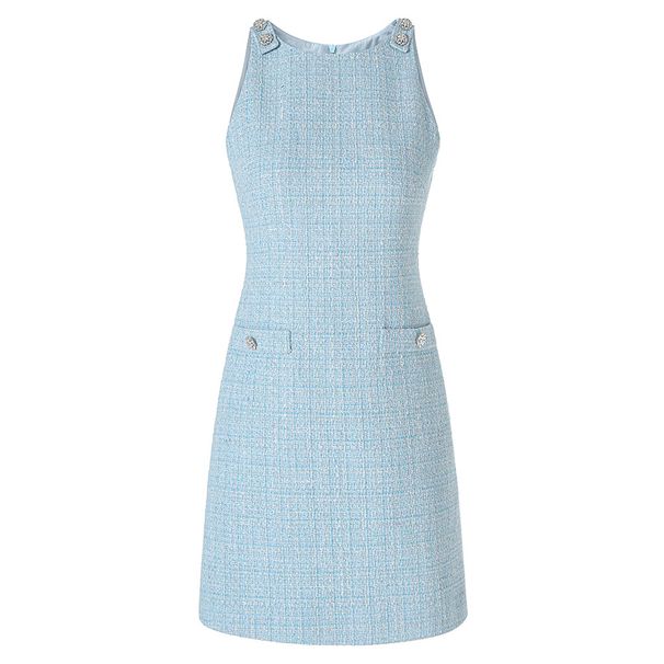 Nanyou High Quality Coarse Wool Sleeveless Vest Women's Slim Fit Elegant Bodycon Dress Halter Shoulder Summer Refreshing_ecoleips.com