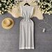 Women's Clothing Celebrity Temperament Small Fragrance Style Striped Dress Female Summer High End Fashion Leisure Long Knitted Vest Long Skirt_ecoleips.com