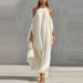2026 Sexy Hollow Hight Waist Holiday Dress Women Fashion Pleated Solid Long Dress Elegant Halter Off Shoulder Long Sleeve Gowns_ecoleips.com