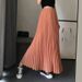 K Mid-length Pleated Skirt For Women, Ankle-length, A-line, High-waisted, Slenderizing, Made Of Chiff_ecoleips.com