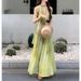 Stunning Summer Dress, Dopamine Dressing, French Seaside Vacation, High-end Green Chiffon Suspender Dress_ecoleips.com
