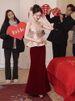 New French-style Velvet The Bride, Elegant Luxurious Banquet Fishtail Dress For Engagement And Wedding_ecoleips.com