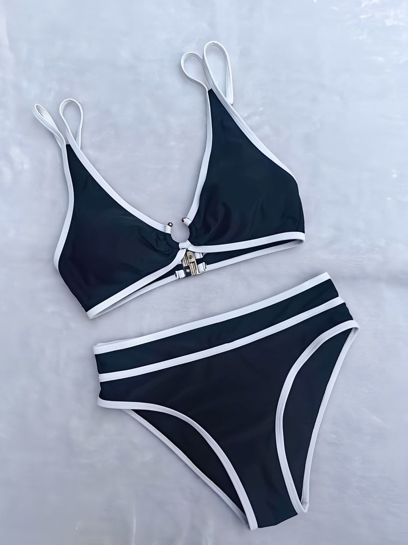 Women's Clothing Sexy Halter Neck Bikini Top Swimwear Vacation Polyester Regular Fit_ecoleips.com