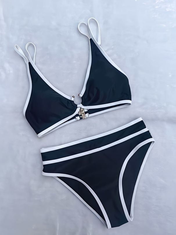 Women's Clothing Sexy Halter Neck Bikini Top Swimwear Vacation Polyester Regular Fit_ecoleips.com