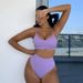 Women's High-Waist Bikini Set – Solid Color Swimwear With Soft Cups – Sexy Two-Piece For Beach & Pool (S/M/L)_ecoleips.com
