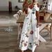 2023 European And American Cross-Border Women's Summer New Lace Strap V-Neck Fashion Printed Loose Dress_ecoleips.com