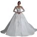 Women's Clothing Wedding Dress Summer New Bride One Shoulder Fashionable Sexy Slim Lace Wedding Dress Trailing Large Size_ecoleips.com