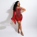 Women's Clothing Sexy diagonal shoulder plus color pressed diamond dress_ecoleips.com