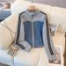 Women's Clothing 2026 Contrast Color Zipper Two Piece Top Wide Leg Pants Suit Large Size Fat Mm Sports Leisure Slim Two Piece Suit_ecoleips.com