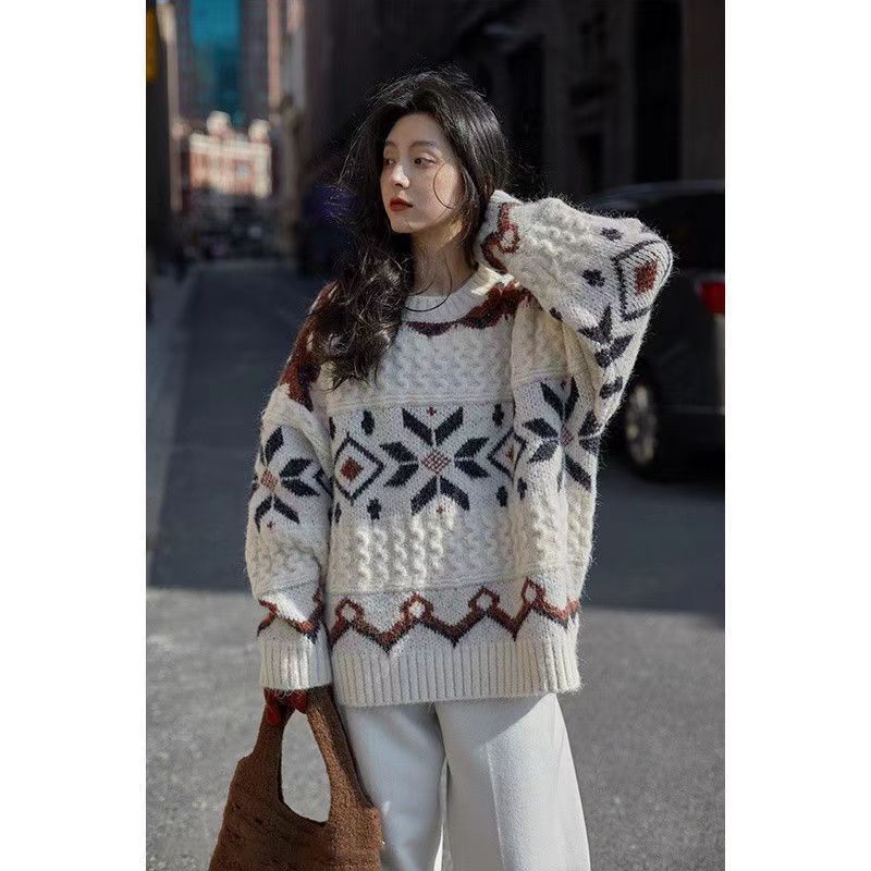 Cozy Cable-Knit Sweater For Women & Men – Oversized High Neck Pullover With Striped Detail, Soft Wool Blend Winter Top (Beige)_ecoleips.com