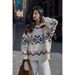 Cozy Cable-Knit Sweater For Women & Men – Oversized High Neck Pullover With Striped Detail, Soft Wool Blend Winter Top (Beige)_ecoleips.com