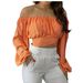 Women's Clothing Spring Summer Women's Off Shoulder Long Sleeve Cross Strap Top Style For Formal & Casual For Women_ecoleips.com