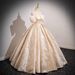 Women's Clothing Champagne French-Inspired Ball Gown – Elegant Bridal Toast Dress, Debutante & Formal Evening Gown (Off-Shoulder Tulle Skirt)_ecoleips.com