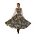 Retro Casual Women's Clothing Casual V Neck Long Sleeve Dress Printed Style For Vacation Outfit_ecoleips.com