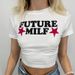 Aria Basics Aria Basics Cross-Border Wholesale European And American Clothing Ins Style Women's Trendy Short Tight Letter Print T-Shirt Hot Girl_ecoleips.com