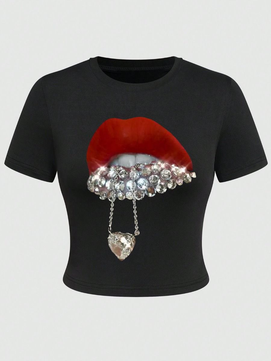 Women's Clothing Summer Print Short T Shirt Tops_ecoleips.com