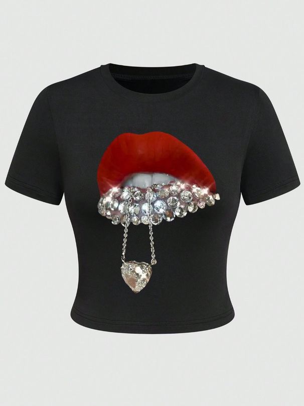 Women's Clothing Summer Print Short T Shirt Tops_ecoleips.com