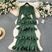 Women's Clothing High End Banquet Dress High End Luxury Niche Ruffle Cake Skirt Heavy Pleated Slim Long Dress_ecoleips.com