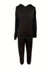 Women's Casual Two-Piece Sportswear Set – Black Top & Pants (S-XXL, Spring & Autumn)_ecoleips.com