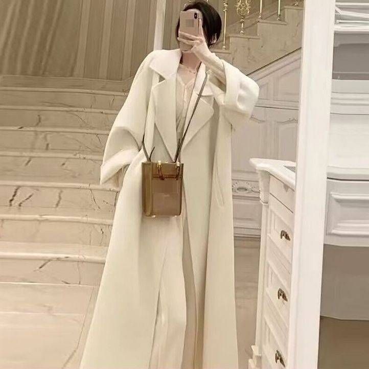 Women's Oversized Wool Coat With Princess Sleeves – Elegant Longline Winter Coat In Red, Beige, Camel, Grey & Black (S-3XL)_ecoleips.com