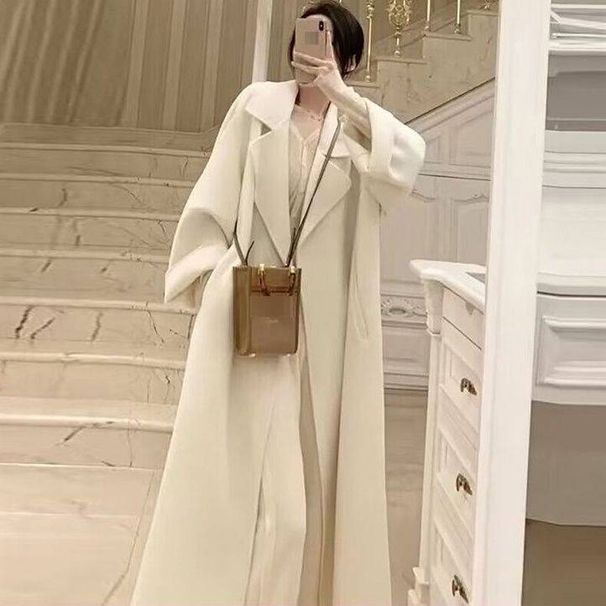 Women's Oversized Wool Coat With Princess Sleeves – Elegant Longline Winter Coat In Red, Beige, Camel, Grey & Black (S-3XL)_ecoleips.com