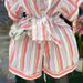 K Women's New Fashionable Lapel Striped Short Sleeved Shirt With Lace Up Wide Leg Shorts Set. No Glasses, Bags, Or Other Accessories_ecoleips.com
