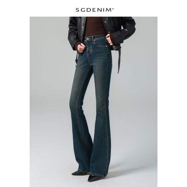 Vintage-Inspired High Waist Stretch Flared Jeans For Women - Retro Slim Fit With Bootcut Leg & Tummy Control (Regular & Long Length Options)_ecoleips.com