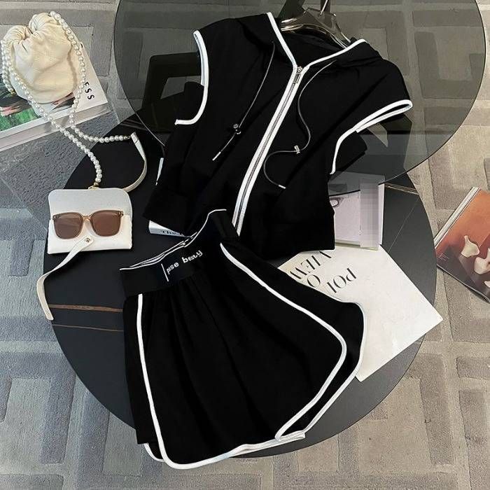 Women's Fashionable Casual Short-Sleeved Sportswear Set Trendy Two-Piece Outfit Youthful For Summer_ecoleips.com