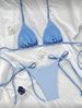 Women's Clothing New Blue White Striped Two Piece Bikini Halter Neck Tie Swimsuit For Women_ecoleips.com