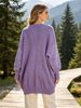 Lilac V Neck Pit Rib Knit Tunic, Oversized Loose Lightweight Breathable Soft Skin-touch Pocket Long Sweater_ecoleips.com