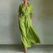 Elegant Retro Casual Dress AAA European Style Slimming Waist Cinching Solid Color Women's Cross Border French Resort Fashion_ecoleips.com