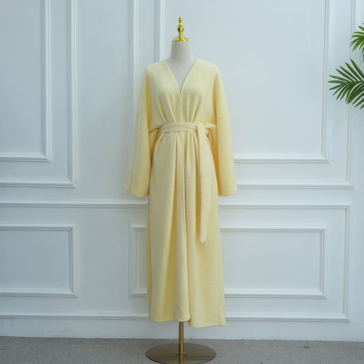"Heavyweight Winter Cardigan – Long Sleeve Maxi Coatigan With Princess Sleeves & Bead Embellishments (M-L)"_ecoleips.com