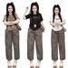 Women's Clothing Summer Fashion Set Embroidered Letter Print Short Sleeve Top With Ruffled Wide Leg Pants Two-Piece Outfit_ecoleips.com