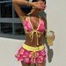 Women's Clothing Women's Floral Print Tie Waist Bikini Swimsuit Set Three Piece Sexy Clothing For Formal & Casual_ecoleips.com