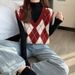 Aria Basics INS Quilted V-Neck Vest For Women, Spring Autumn New College Style, Youthful Knitted Cardigan, Layered Short Vest,_ecoleips.com