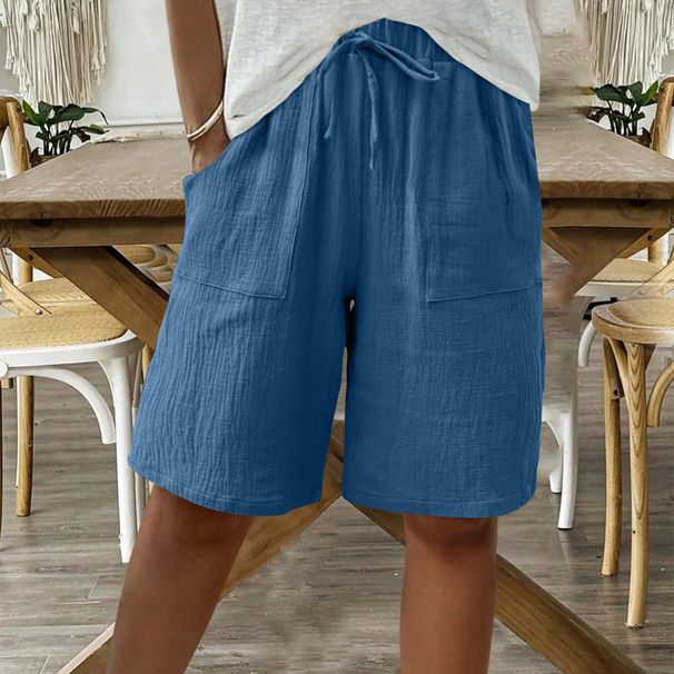 Women's Clothing New Women's Summer Cotton And Linen Solid Color Strap Loose Casual Shorts_ecoleips.com