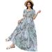 Women's Rayon Floral Summer Travel Bohemian Beach Dress Flared Long Skirt_ecoleips.com