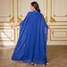 Modest Abaya Dress/Muslim Dress Women Elegant Embellished Abaya Dress With Floral Lace Trim & Long Sleeves – Islamic Prayer Gown In Sapphire Blue_ecoleips.com