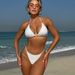 Women's Solid Color Mesh Bikini Cross-Over Beach Swimsuit Four-Piece Set Relaxed Everyday Wear Versatile Comfortable Feshion Trend_ecoleips.com