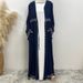 Cross Border Hot Selling Elegant Rhinestone And Beaded Muslim Cardigan, Turkish Dubai Fashion Long Skirt With Pockets_ecoleips.com