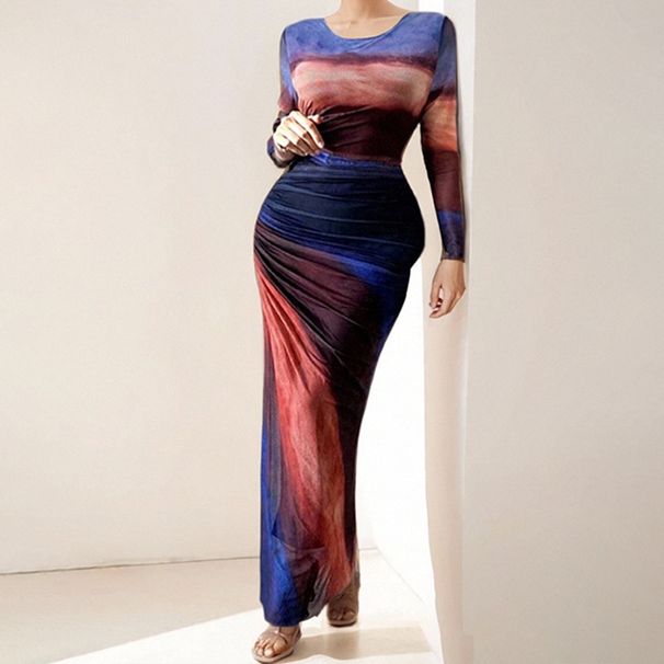 Elegant Bodycon Maxi Dress With Waist Accent – Long Sleeve Wrap Dress For Women | Sexy & Sophisticated Spring Outfit_ecoleips.com