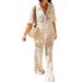 Women's Clothing Fashion Lapel Hollow Short Sleeved Top And Trousers Suit Elegant Crochet Knitted Casual Suit_ecoleips.com