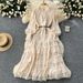 Muslim High-end Elegant Dress For Women New Style Palace Style Retro Heavy Hollow Lace Splicing French Dress_ecoleips.com