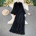 Women's Clothing Round Neck Lantern Sleeve Shirt Top Suit High Waist Slim Lace Patchwork Skirt_ecoleips.com
