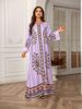 Cross-Border Export Women's Long Robe Printed Rhinestone Dress Abaya, Elegant Floral Pattern, Perfect For Special Occasions_ecoleips.com