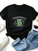 Women Vintage 55 Number Industrious Cat Letter Graphic T Shirt Round Neck Short Sleeve Loose College Streetwear Summer Tops_ecoleips.com