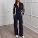 Women's Clothing Striped Two Piece Set Casual Long Sleeved Jacket With High Waisted Straight Leg Pants Autumn Winter Polyester_ecoleips.com